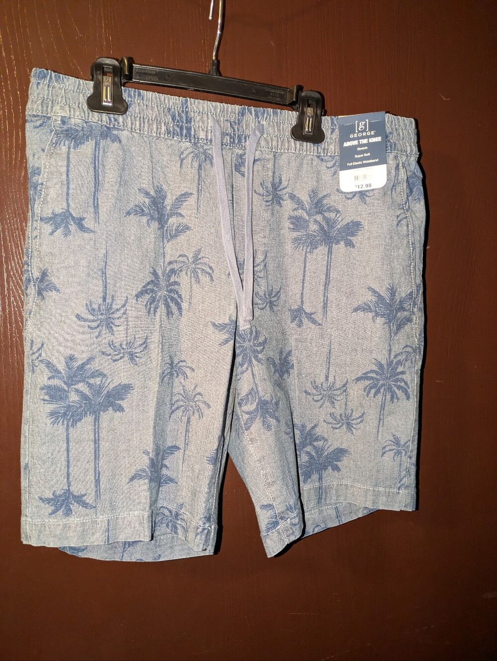 George Blue Palm-Print Drawstring Men's Shorts